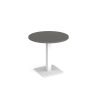 Brescia circular dining table with flat square white base 800mm - Onyx Grey - BDC800-WH-OG