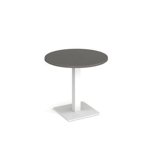 Brescia circular dining table with flat square white base 800mm - Onyx Grey - BDC800-WH-OG
