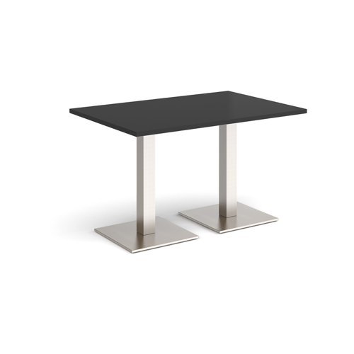 Brescia rectangular dining table with flat square brushed steel bases 1200mm x 800mm - Black - BDR1200-BS-BK