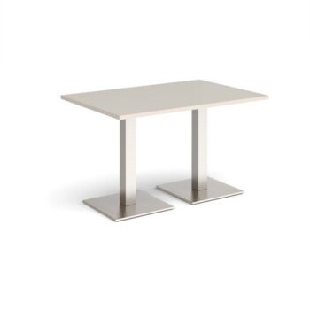Brescia rectangular dining table with flat square brushed steel bases 1200mm x 800mm - Light Grey - BDR1200-BS-LG