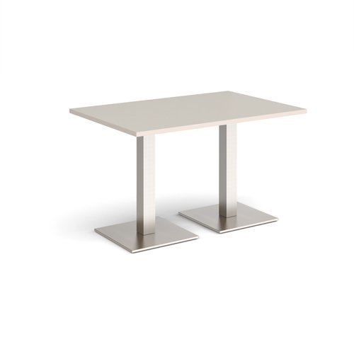 Brescia rectangular dining table with flat square brushed steel bases 1200mm x 800mm - Light Grey - BDR1200-BS-LG