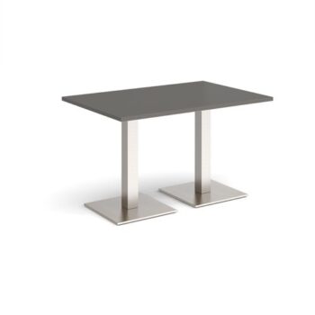 Brescia rectangular dining table with flat square brushed steel bases 1200mm x 800mm - Onyx Grey - BDR1200-BS-OG