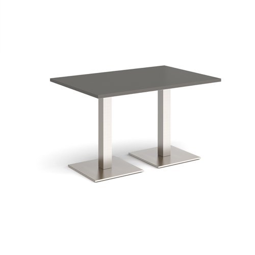 Brescia rectangular dining table with flat square brushed steel bases 1200mm x 800mm - Onyx Grey - BDR1200-BS-OG