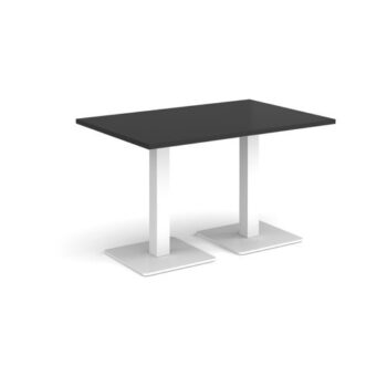 Brescia rectangular dining table with flat square white bases 1200mm x 800mm - Black - BDR1200-WH-BK