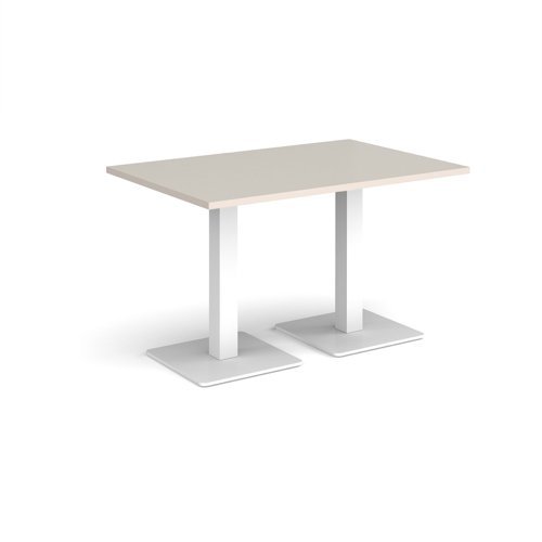 Brescia rectangular dining table with flat square white bases 1200mm x 800mm - Light Grey - BDR1200-WH-LG