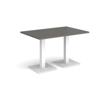 Brescia rectangular dining table with flat square white bases 1200mm x 800mm - Onyx Grey - BDR1200-WH-OG