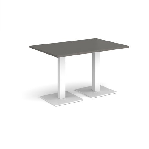 Brescia rectangular dining table with flat square white bases 1200mm x 800mm - Onyx Grey - BDR1200-WH-OG