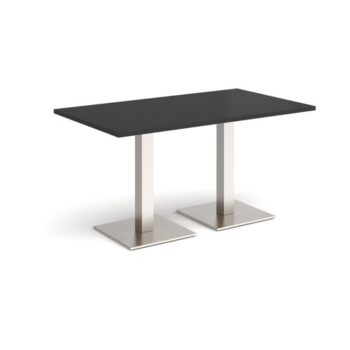 Brescia rectangular dining table with flat square brushed steel bases 1400mm x 800mm - Black - BDR1400-BS-BK