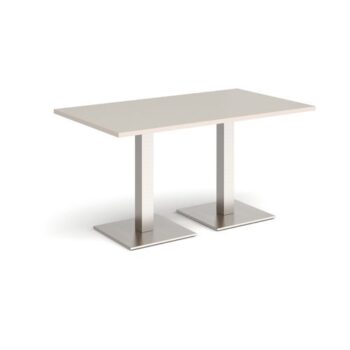 Brescia rectangular dining table with flat square brushed steel bases 1400mm x 800mm - Light Grey - BDR1400-BS-LG