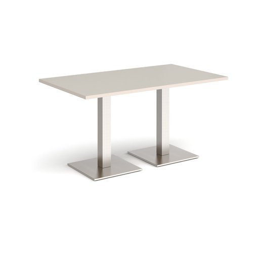 Brescia rectangular dining table with flat square brushed steel bases 1400mm x 800mm - Light Grey - BDR1400-BS-LG