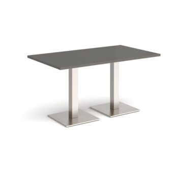 Brescia rectangular dining table with flat square brushed steel bases 1400mm x 800mm - Onyx Grey - BDR1400-BS-OG