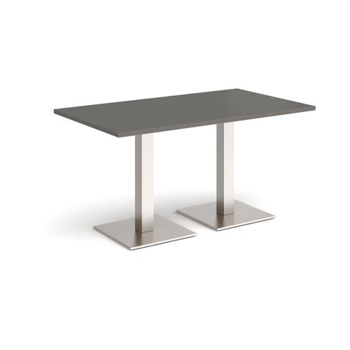 Brescia rectangular dining table with flat square brushed steel bases 1400mm x 800mm - Onyx Grey - BDR1400-BS-OG