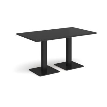 Brescia rectangular dining table with flat square black bases 1400mm x 800mm - Black - BDR1400-K-BK