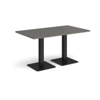 Brescia rectangular dining table with flat square black bases 1400mm x 800mm - Onyx Grey - BDR1400-K-OG