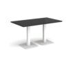Brescia rectangular dining table with flat square white bases 1400mm x 800mm - Black - BDR1400-WH-BK