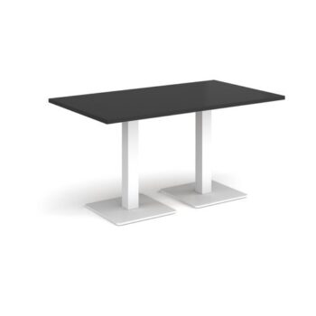 Brescia rectangular dining table with flat square white bases 1400mm x 800mm - Black - BDR1400-WH-BK