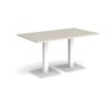 Brescia rectangular dining table with flat square white bases 1400mm x 800mm - Light Grey - BDR1400-WH-LG