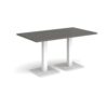 Brescia rectangular dining table with flat square white bases 1400mm x 800mm - Onyx Grey - BDR1400-WH-OG