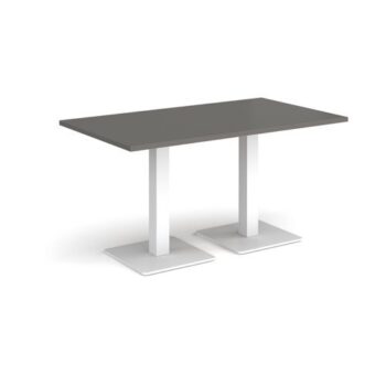 Brescia rectangular dining table with flat square white bases 1400mm x 800mm - Onyx Grey - BDR1400-WH-OG