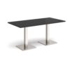 Brescia rectangular dining table with flat square brushed steel bases 1600mm x 800mm - Black - BDR1600-BS-BK