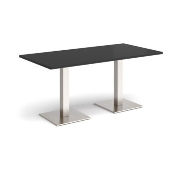 Brescia rectangular dining table with flat square brushed steel bases 1600mm x 800mm - Black - BDR1600-BS-BK