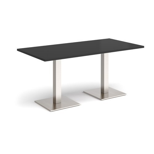 Brescia rectangular dining table with flat square brushed steel bases 1600mm x 800mm - Black - BDR1600-BS-BK