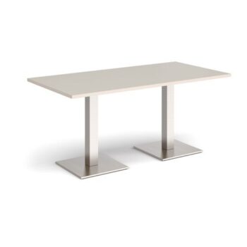 Brescia rectangular dining table with flat square brushed steel bases 1600mm x 800mm - Light Grey - BDR1600-BS-LG