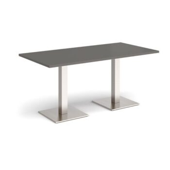 Brescia rectangular dining table with flat square brushed steel bases 1600mm x 800mm - Onyx Grey - BDR1600-BS-OG