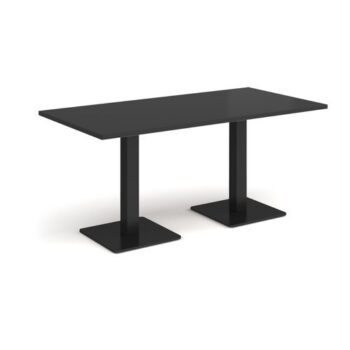 Brescia rectangular dining table with flat square black bases 1600mm x 800mm - Black - BDR1600-K-BK