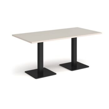 Brescia rectangular dining table with flat square black bases 1600mm x 800mm - Light Grey - BDR1600-K-LG
