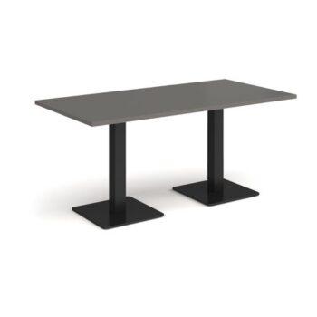 Brescia rectangular dining table with flat square black bases 1600mm x 800mm - Onyx Grey - BDR1600-K-OG