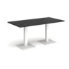 Brescia rectangular dining table with flat square white bases 1600mm x 800mm - Black - BDR1600-WH-BK