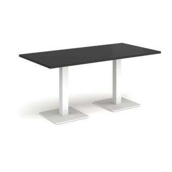 Brescia rectangular dining table with flat square white bases 1600mm x 800mm - Black - BDR1600-WH-BK