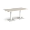 Brescia rectangular dining table with flat square white bases 1600mm x 800mm - Light Grey - BDR1600-WH-LG