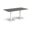 Brescia rectangular dining table with flat square white bases 1600mm x 800mm -Onyx Grey - BDR1600-WH-OG