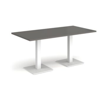 Brescia rectangular dining table with flat square white bases 1600mm x 800mm -Onyx Grey - BDR1600-WH-OG