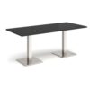 Brescia rectangular dining table with flat square brushed steel bases 1800mm x 800mm - Black - BDR1800-BS-BK