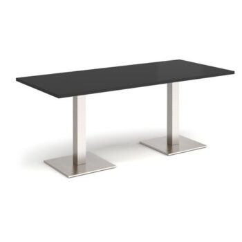 Brescia rectangular dining table with flat square brushed steel bases 1800mm x 800mm - Black - BDR1800-BS-BK