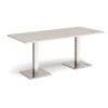 Brescia rectangular dining table with flat square brushed steel bases 1800mm x 800mm - Light Grey - BDR1800-BS-LG
