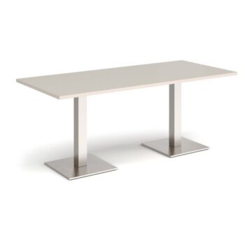 Brescia rectangular dining table with flat square brushed steel bases 1800mm x 800mm - Light Grey - BDR1800-BS-LG