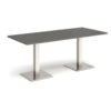Brescia rectangular dining table with flat square brushed steel bases 1800mm x 800mm - Onyx Grey - BDR1800-BS-OG