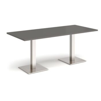 Brescia rectangular dining table with flat square brushed steel bases 1800mm x 800mm - Onyx Grey - BDR1800-BS-OG