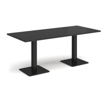 Brescia rectangular dining table with flat square black bases 1800mm x 800mm - Black - BDR1800-K-BK