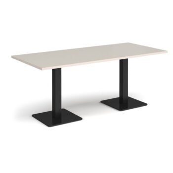 Brescia rectangular dining table with flat square black bases 1800mm x 800mm - Light Grey - BDR1800-K-LG