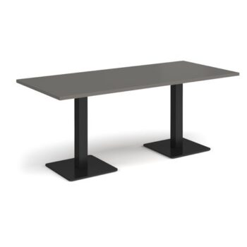Brescia rectangular dining table with flat square black bases 1800mm x 800mm - Onyx Grey - BDR1800-K-OG