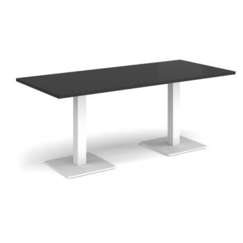 Brescia rectangular dining table with flat square white bases 1800mm x 800mm - Black - BDR1800-WH-BK