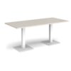 Brescia rectangular dining table with flat square white bases 1800mm x 800mm - Light Grey - BDR1800-WH-LG