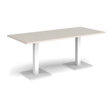 Brescia rectangular dining table with flat square white bases 1800mm x 800mm - Light Grey - BDR1800-WH-LG