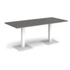 Brescia rectangular dining table with flat square white bases 1800mm x 800mm - Onyx Grey - BDR1800-WH-OG