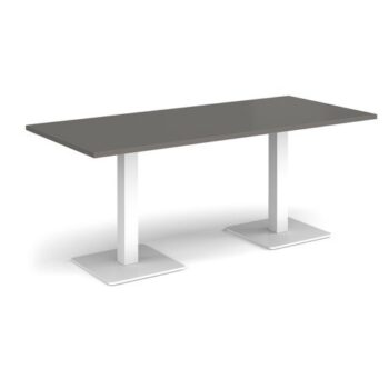 Brescia rectangular dining table with flat square white bases 1800mm x 800mm - Onyx Grey - BDR1800-WH-OG